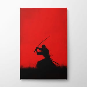 Samurai Warrior Silhouette: Katana Battle Art Print or Canvas