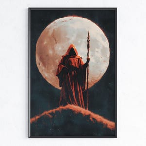 Dark Fantasy Wall Art Print – Dark Gothic Wizard Fantasy Art Print for Magical Wall Decor Gift