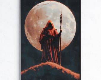 Dark Gothic Wizard Art Print: Fantasy Wall Decor