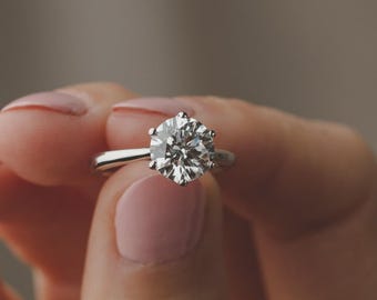 0.50 0.75 1.00 ct Round Solitaire Lab Diamond Ring | 6 Prong Engagement Promise Wedding Ring | Ethic Diamond Wedding Ring | Gift For Her