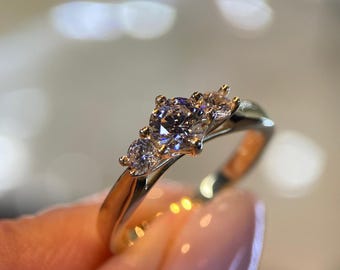 Three Stone Lab Grown Moissanite Diamond Ring | 1.5ct | Engagement Ring |Dainty Trio Ring |Sterling Silver |Moissanite Jewelry |Gift For Her