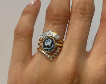 Forget Me Not Cameo Ring | Vintage Style Engagement Ring | Antique Floral Ring | Unique Sentimental Gift | Handmade Jewelry | Gift For Her