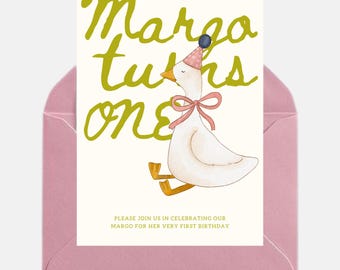 Silly Goose First Birthday Invitation Template, Goose One Birthday Invite, Editable Canva First Birthday Invitation, Instant Download