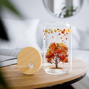 Autumn Sipper Glass: 16oz Fall Decor Tempered Glass Tumbler