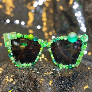 Grüne kundenspezifische Rhinestone-Sonnenbrille (Stand Out & Sparkle!)