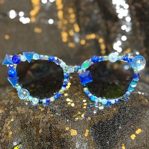 Blue Rhinestone Sunglasses (Stand Out & Sparkle!)