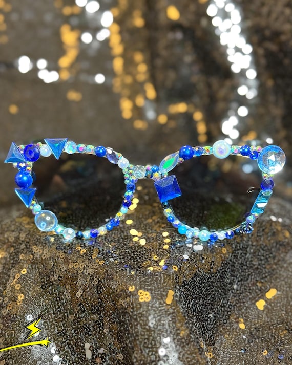 Blue Rhinestone Sunglasses (stand Out & Sparkle!) - Etsy Israel