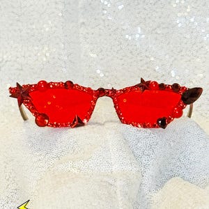 Red CatEye Rhinestone Sunglasses