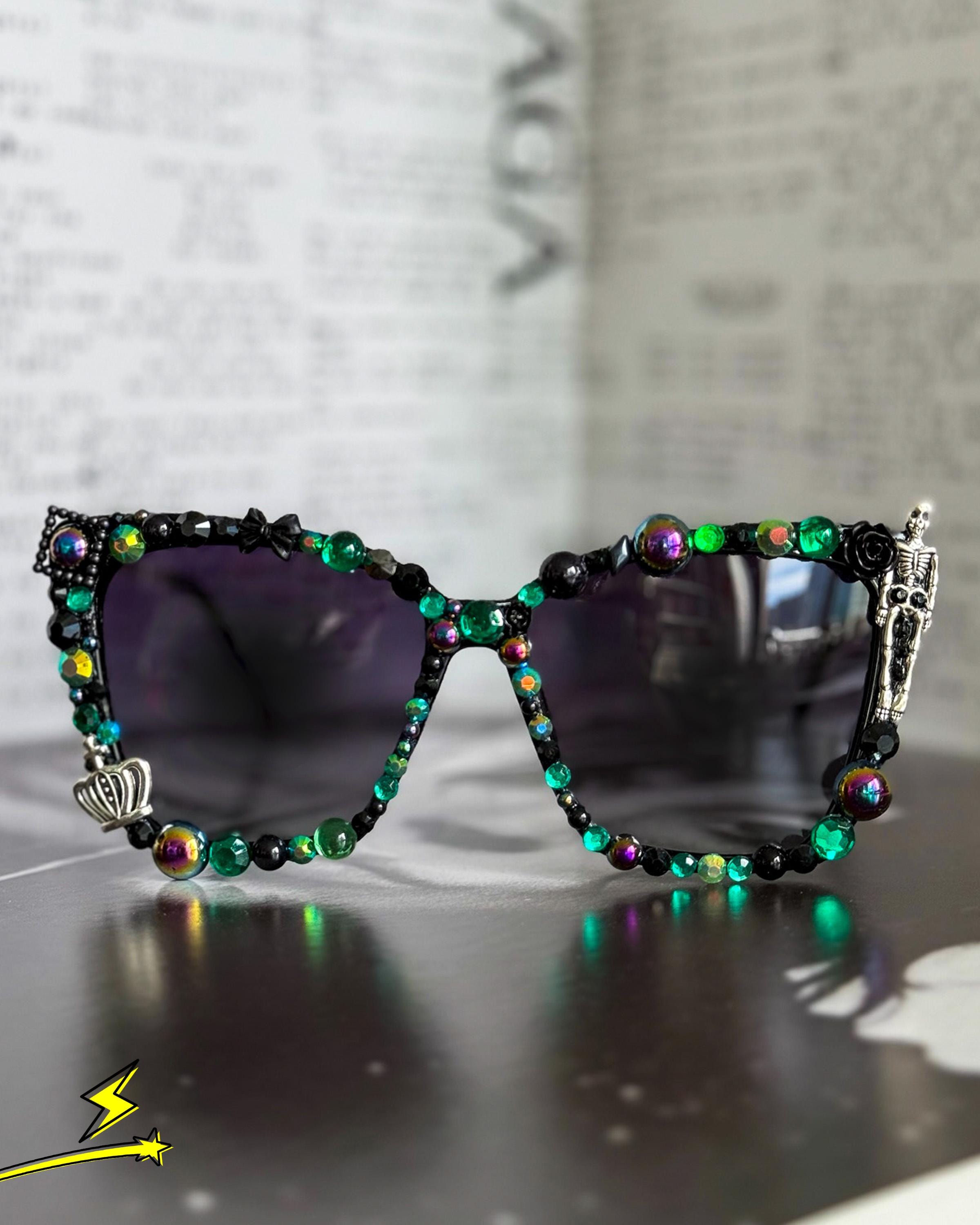 Mayhem Green Rhinestone Sunglasses (Lady Gaga Tour Ready!)