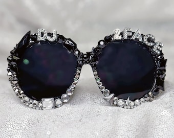 Custom Two-Tone Rhinestone Sunglasses (with Letters)