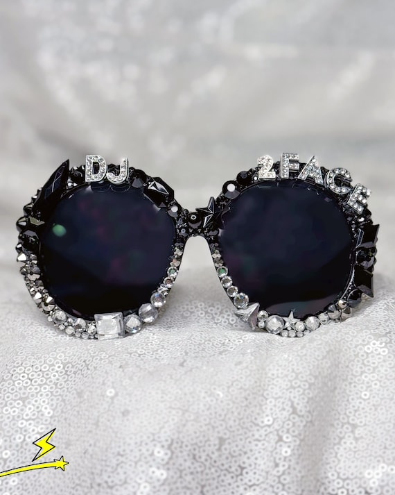 Custom Two-tone Rhinestone Sunglasses (with Letters) - Etsy  display picture 1