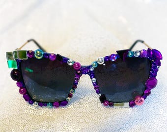 Purple Rhinestone Sunglasses (Stand Out & Sparkle!)
