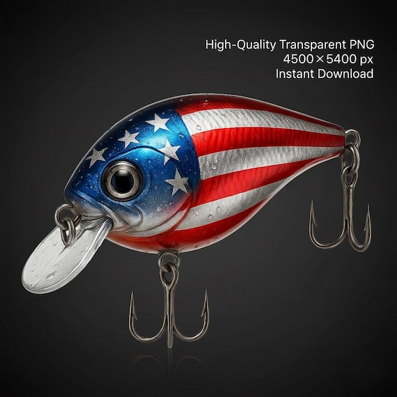 American Flag Crankbait PNG | Patriotic Fishing Lure Clipart | Red White Blue Bass Fishing Art | Transparent Background Digital Download American Flag Crankbait PNG | Patriotic Fishing Lure Clipart | Red White Blue Bass Fishing Art | Transparent Background Digital Download