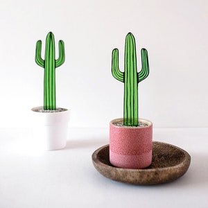 Mexican Cactus, Glass Cactus Housewarming Gift,  Recycled Stained Glass Cactus Plant: Euphorbia