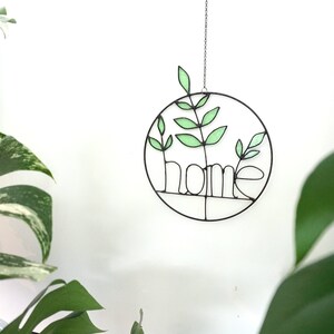 Stained Glass Olive Branch Home Decoration Handmade Colored Glass Plant Suncatcher HOME image 6