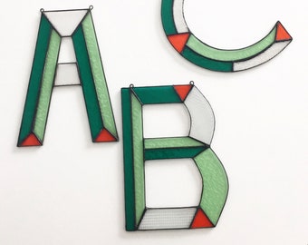MADE TO ORDER - Modern stained glass Letters, Rustic nursery decor, Baby gift, Baby Room Decoration