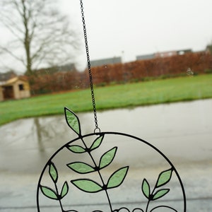 Stained Glass Olive Branch Home Decoration Handmade Colored Glass Plant Suncatcher HOME image 7