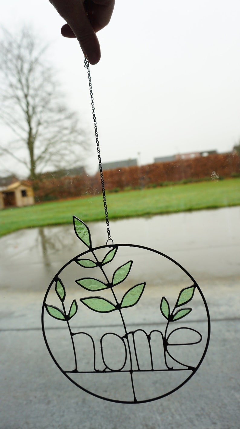 Stained Glass Olive Branch Home Decoration Handmade Colored Glass Plant Suncatcher HOME image 7