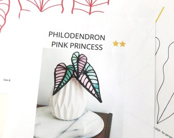 Plant Stained Glass Pattern - Philodendron Pink Princess