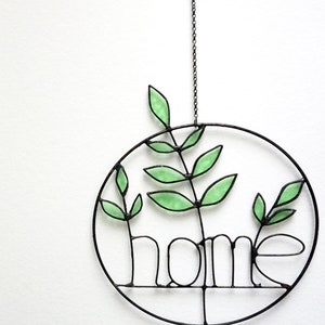 Stained Glass Olive Branch Home Decoration Handmade Colored Glass Plant Suncatcher HOME image 4