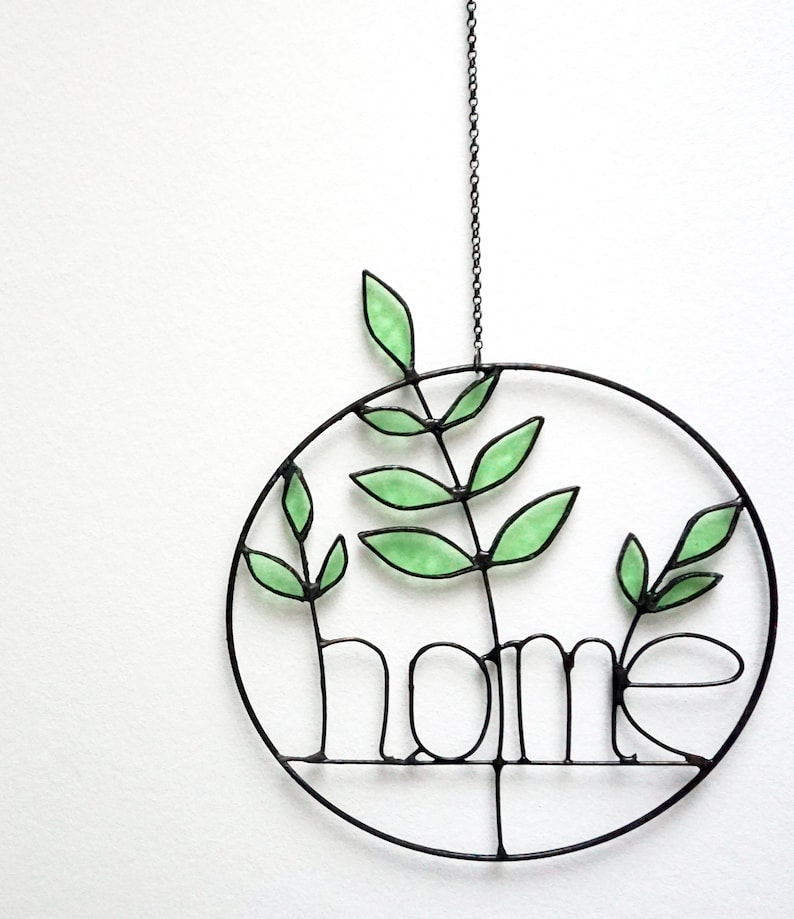 Stained Glass Olive Branch Home Decoration Handmade Colored Glass Plant Suncatcher HOME image 4