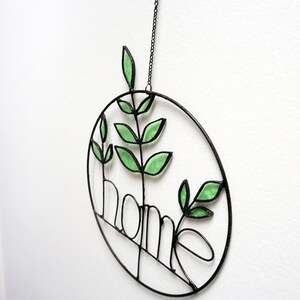 Stained Glass Olive Branch Home Decoration Handmade Colored Glass Plant Suncatcher HOME image 9