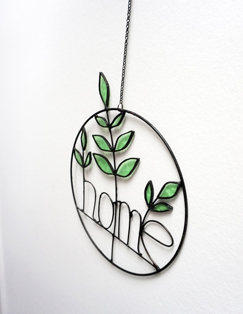 Stained Glass Olive Branch Home Decoration Handmade Colored Glass Plant Suncatcher HOME image 9