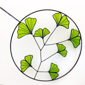 MADE TO ORDER Stained Glass Ginko Bilboa Leaves Home Decoration Handmade Colored Glass Plant Suncatcher Pattern 2