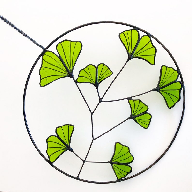 MADE TO ORDER Stained Glass Ginko Bilboa Leaves Home Decoration Handmade Colored Glass Plant Suncatcher image 7