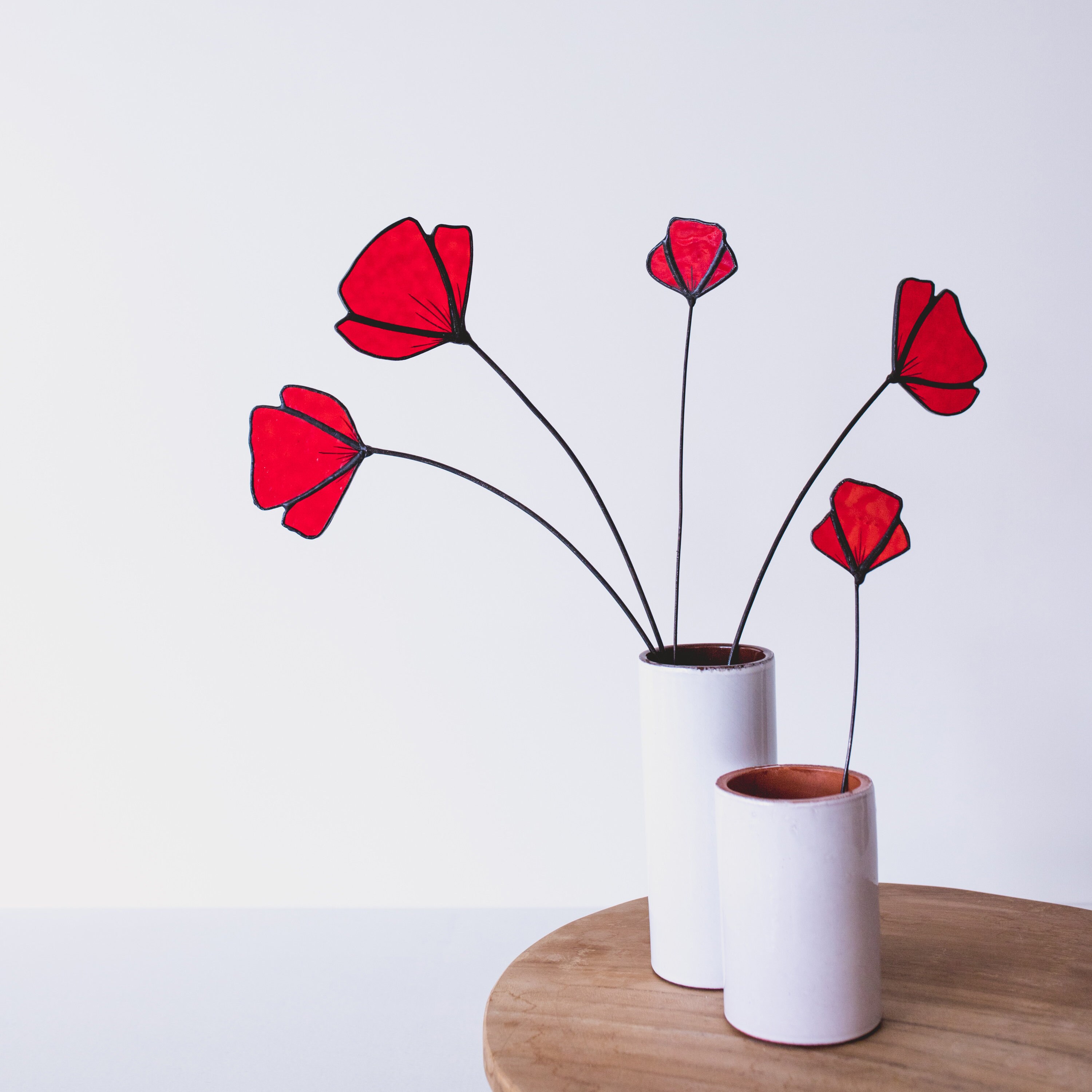 MADE TO ORDER - Everlasting Stained Glass Wild Flower - Poppy