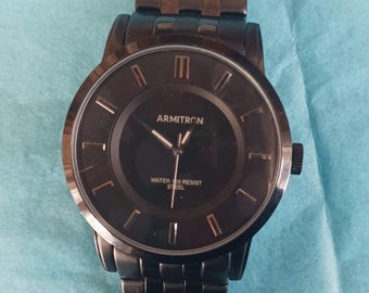 Armatron Men's Black IP Stainless Steel Quartz Watch