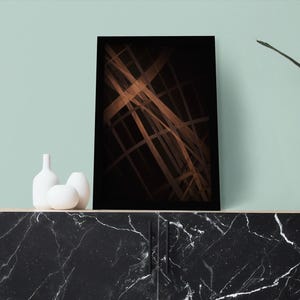 Midnight Plan Wall Art | Gotische Stadt Karte Poster | Abstraktes Urban Kunst | Stimmungsvolles Bronze Dekor | Dunkle Ästhetik
