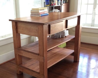 Isla de cocina DIY: plano de carpintería en PDF para una isla de madera funcional y elegante / Espacio de almacenamiento y trabajo adicional para cualquier cocina