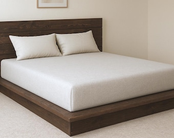 Rustic Modern Platform Bed Frame with Headboard – PDF Woodworking Plan for DIY Bedroom Furniture (All Bed Sizes)