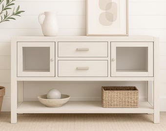 Mesa consola Rhyan: plano de carpintería en PDF para muebles de entrada modernos DIY: diseño elegante de mesa de almacenamiento y exhibición