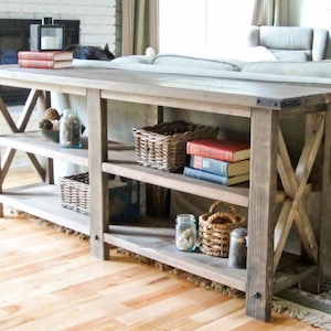 Rustieke X-consoletafel – pdf-houtbewerkingsplan voor doe-het-zelf-haltafel van boerderij – Stijlvol en stevig rustiek meubelontwerp