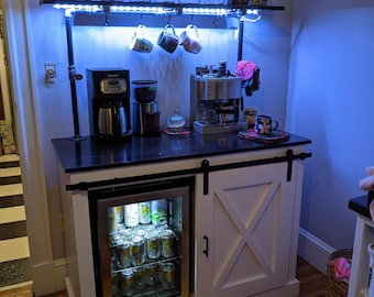 Barn Door Cabinet – PDF Woodworking Plan for DIY Mini Fridge & Microwave Cabinet – Rustic, Functional Kitchen Storage