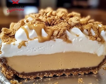 Bestes Rezept für Amish Peanut Butter Cream Pie | Altmodisches No-Bake-Dessert | Druckbares Rezept-PDF | Sofort Download