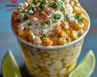 Bästa receptet på krämig mexikansk gatumjölk i en kopp | Enkelt esquitesnack | Smakrikt, ostigt och kryddigt | Direkt digitalt recept i PDF-format