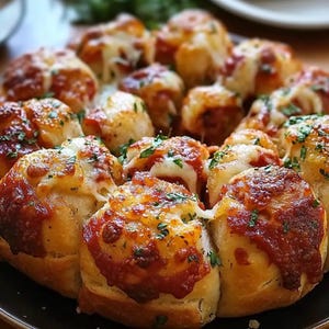 Pizza Affenbrot Rezept: Käse Pull-Apart Aperitif (druckbare PDF)
