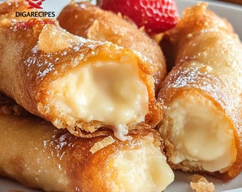 MIGLIORE RICETTA per involtini primavera al cheesecake - Dessert croccante e cremoso / PDF stampabile / Dolcetto fritto facile / Download digitale istantaneo