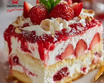 La mejor receta para un pastel de fresa celestial / Postre ligero, cremoso y afrutado / Descarga digital de la receta en PDF para hornear fácilmente
