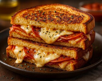 Receta de pizza con queso a la plancha: Sándwich de queso derretido fácil (Descarga PDF imprimible)
