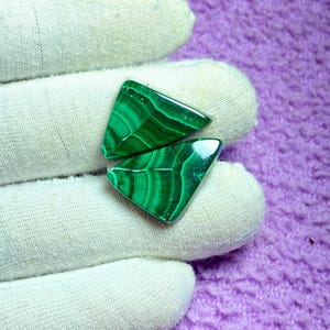 Natural Green Pair Malachite Gemstone Loose Cabochon, Smooth Green Malachite Pair Gemstone, Flat Back Malachite Pair, matched pair .