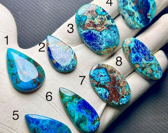 Selected Azurite Cabochon, Unique Pattern Gemstone For Jewelry Making, Hand Polished Pendant Wire Wrapped