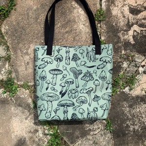 Mushroom Tote Bag - Olive Green, mushroomcore,