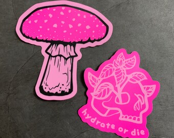 Color Changing Mushroom Sticker | Heat Sensitive Pink to Purple