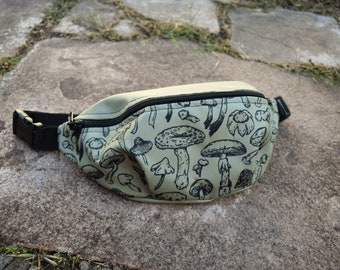 Mushroom Hip Bag fanny pack - Olive Green, mushroomcore