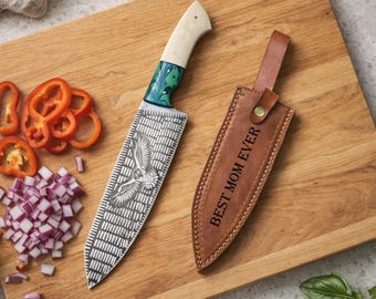Presente para o Dia das Mães, Faca de Chef em Aço Inoxidável com Bainha, Presente Personalizado para a Mamãe, Presente de Aniversário para a Mamãe, Presente de Dia das Mães para a Babá