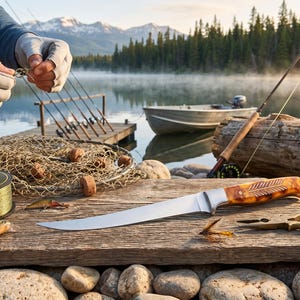 Personalized Fillet Knife & sheath | Fisherman Gift | Fishing Knife | Custom Fishing Gift | Gifts for him | Husband gift | Dad gifts immagine 3